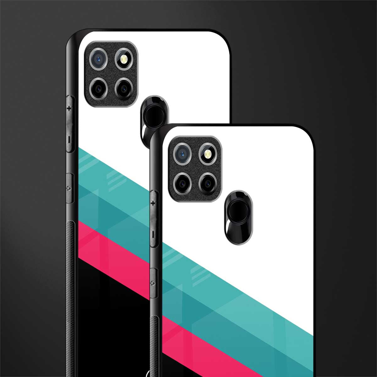 white green red pattern stripes glass case for realme narzo 30a image-2