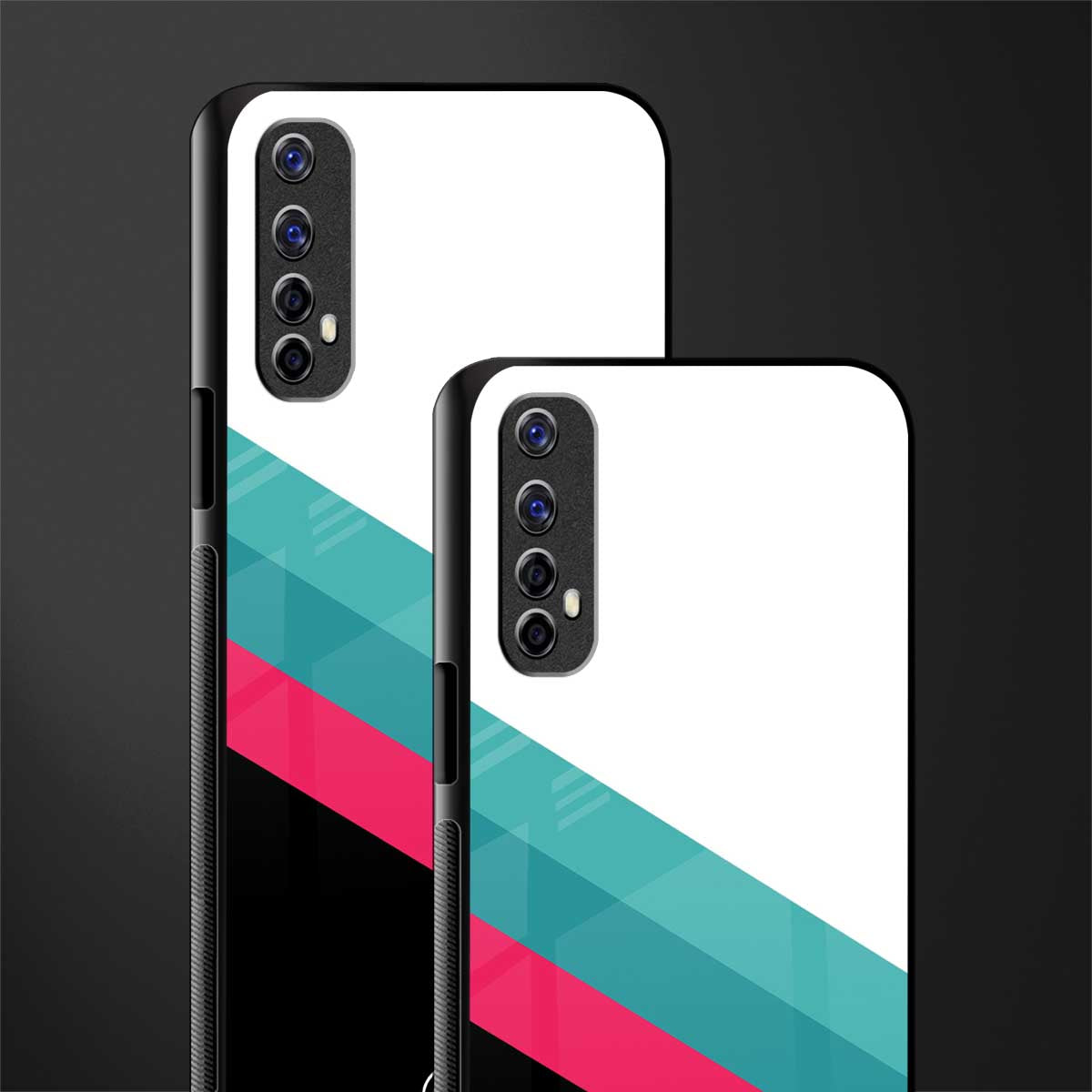 white green red pattern stripes glass case for realme 7 image-2