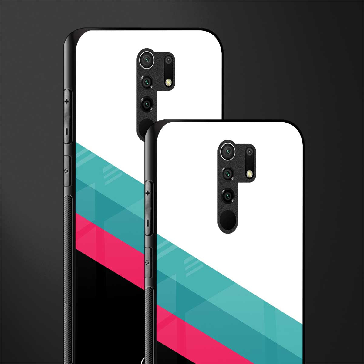 white green red pattern stripes glass case for poco m2 image-2