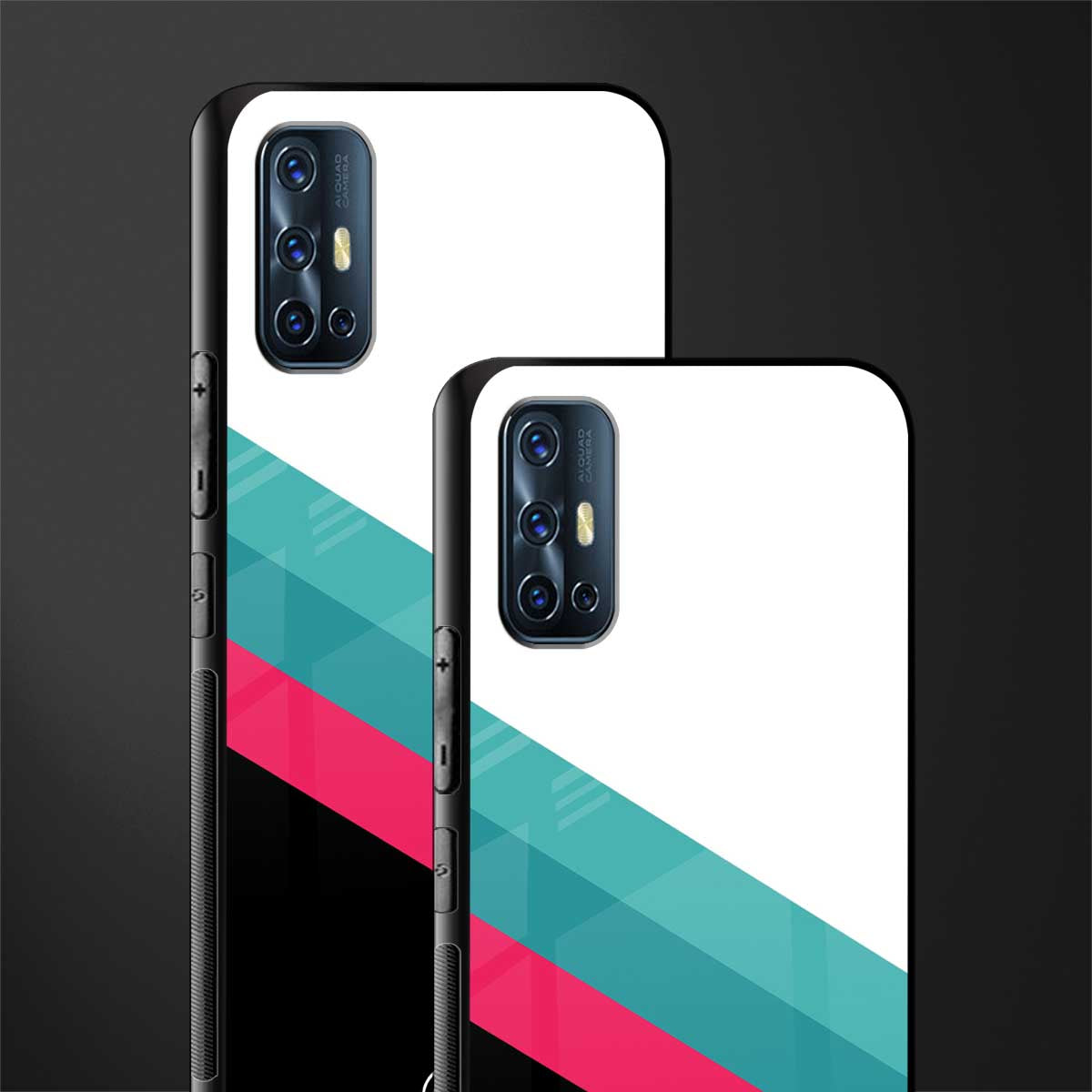 white green red pattern stripes glass case for vivo v17 image-2