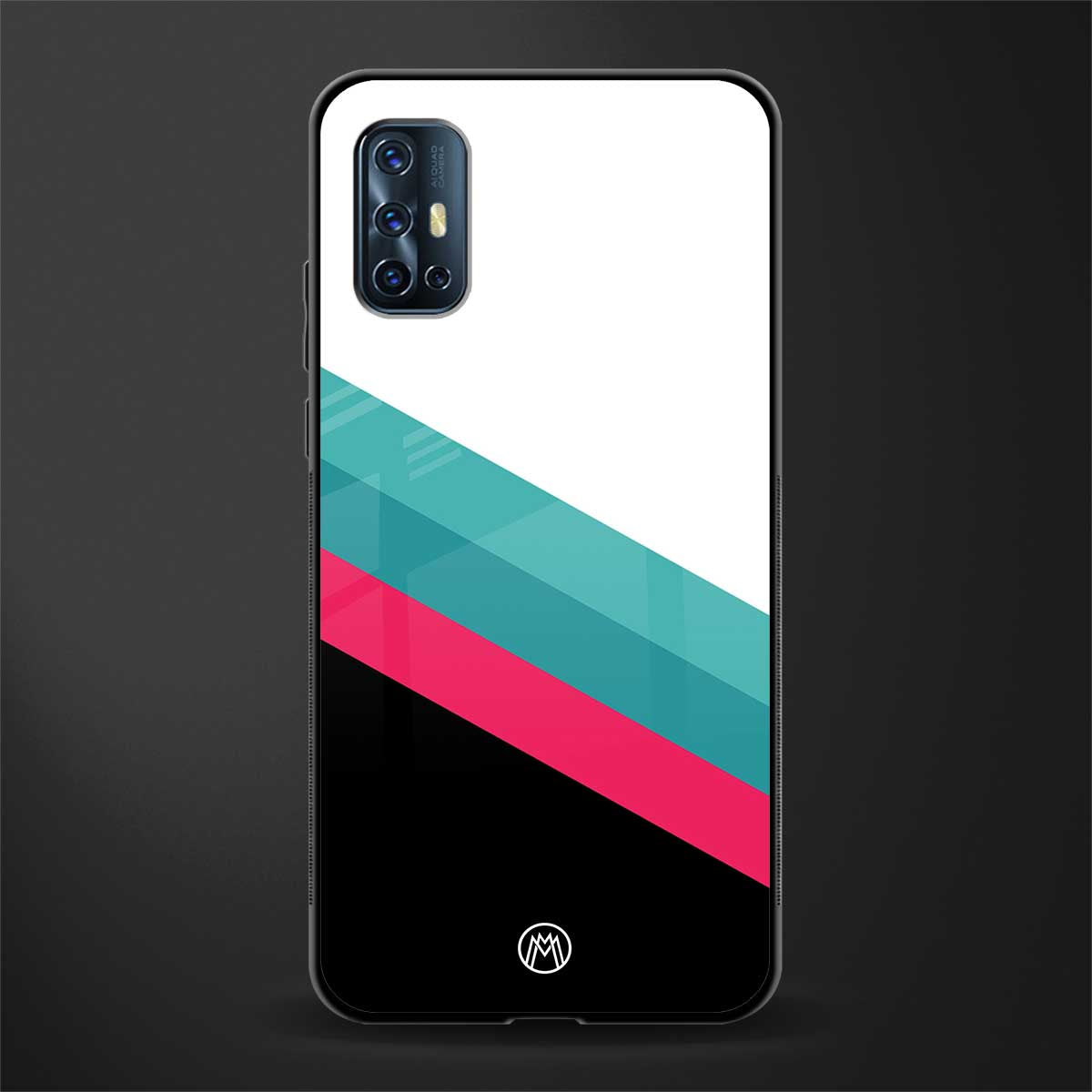 white green red pattern stripes glass case for vivo v17 image