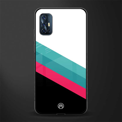 white green red pattern stripes glass case for vivo v17 image