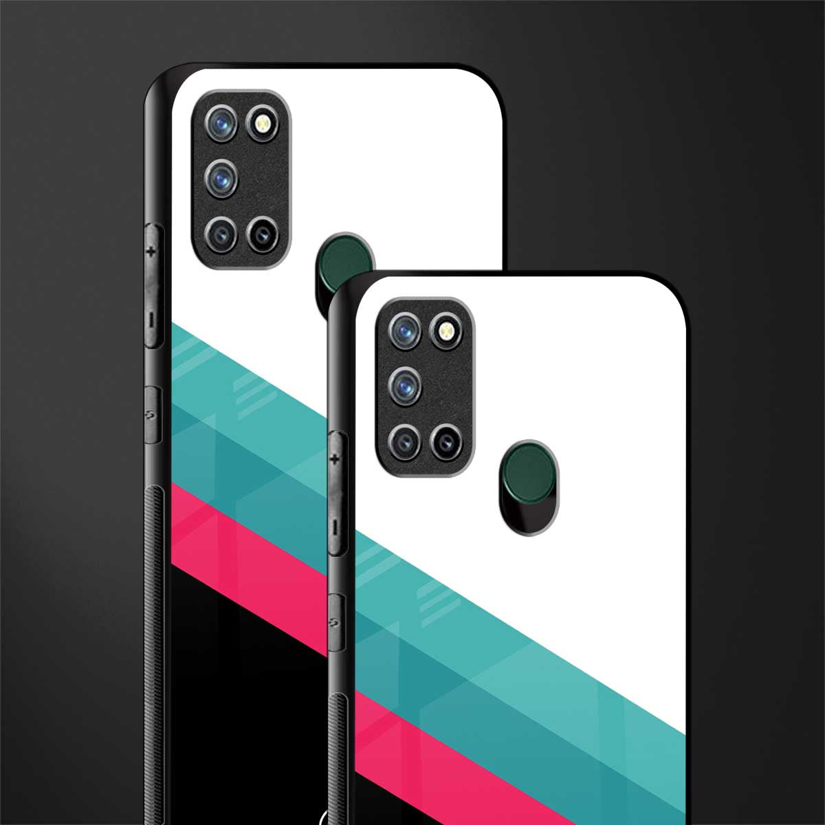 white green red pattern stripes glass case for realme 7i image-2
