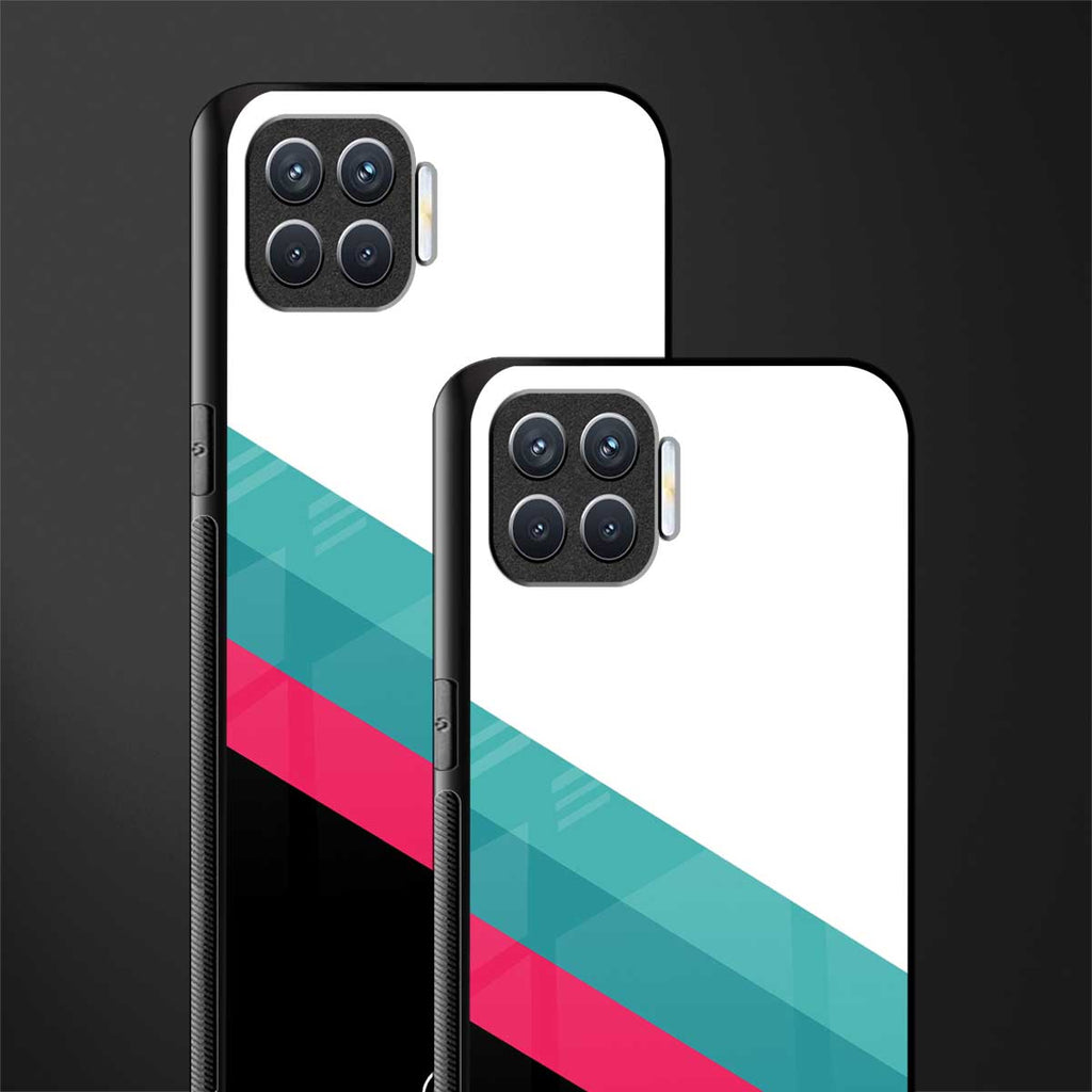 white green red pattern stripes glass case for oppo f17 image-2
