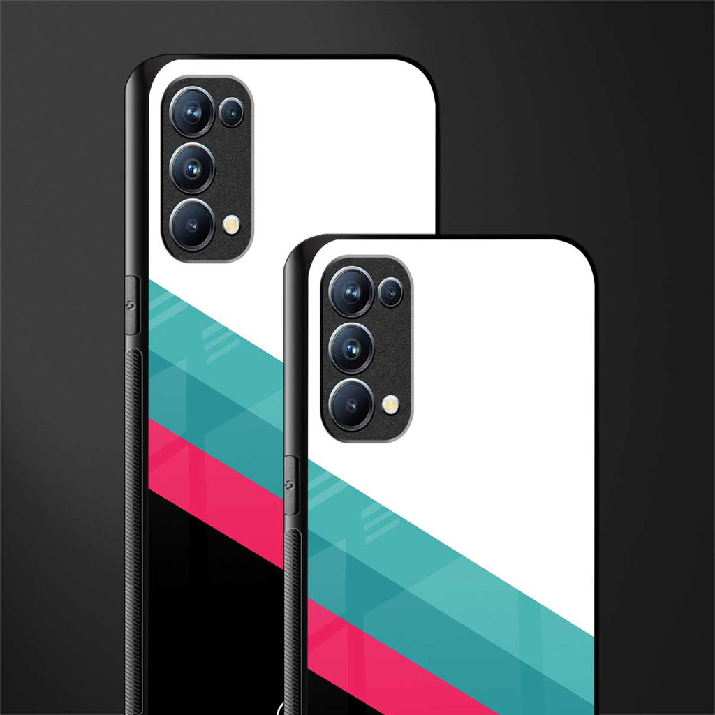 white green red pattern stripes glass case for oppo reno 5 pro image-2