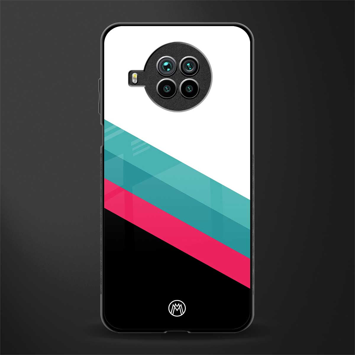 white green red pattern stripes glass case for mi 10i image