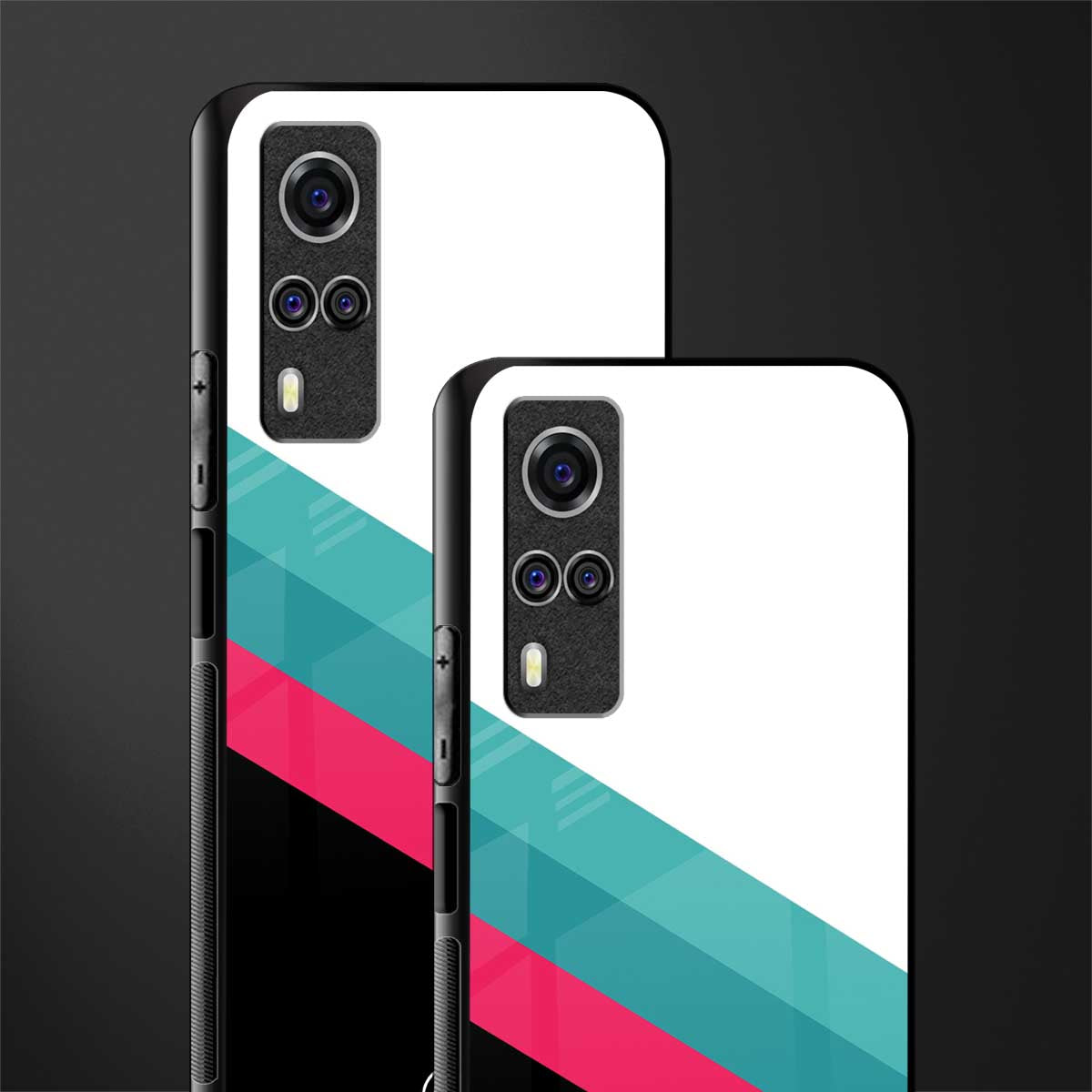 white green red pattern stripes glass case for vivo y31 image-2