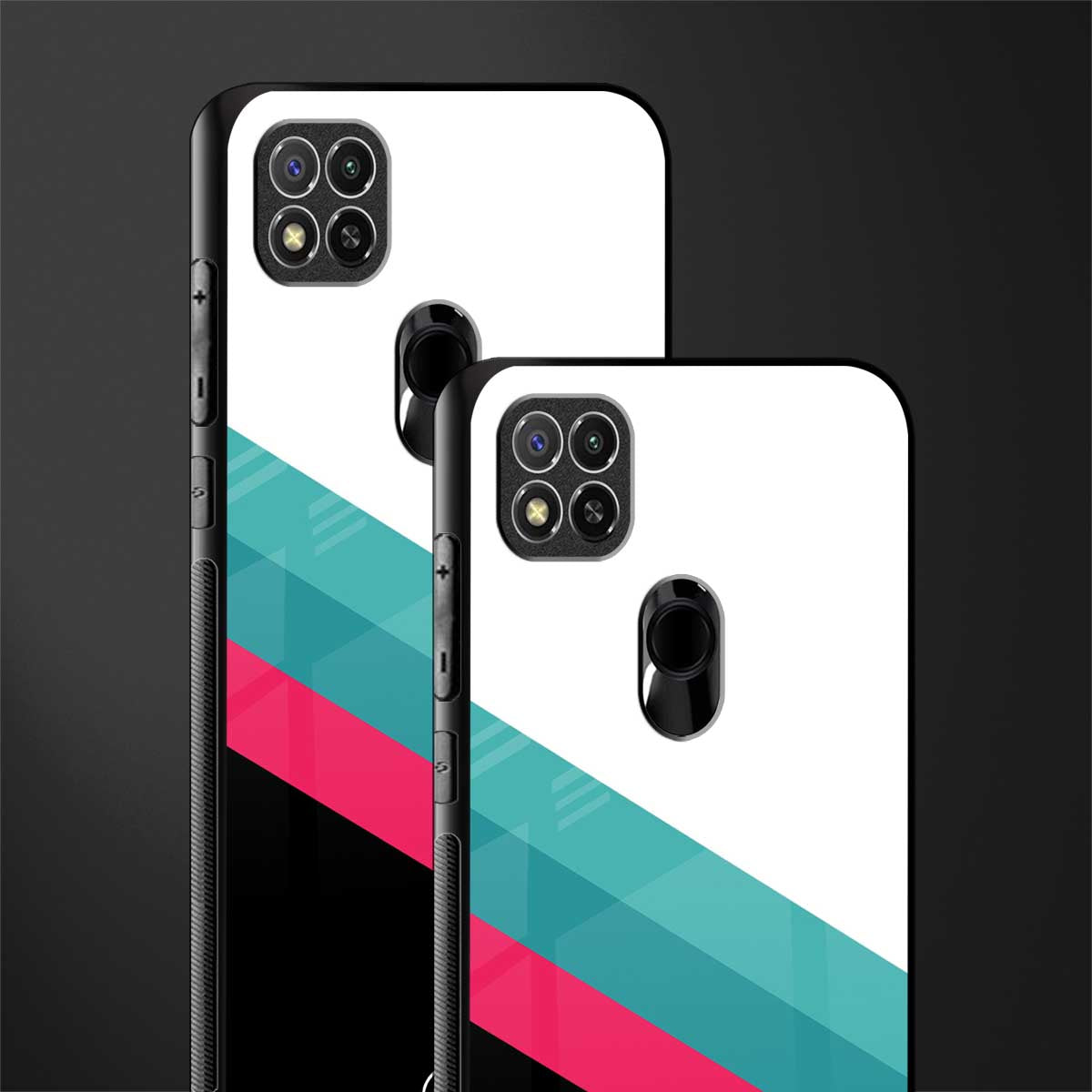 white green red pattern stripes glass case for poco c31 image-2
