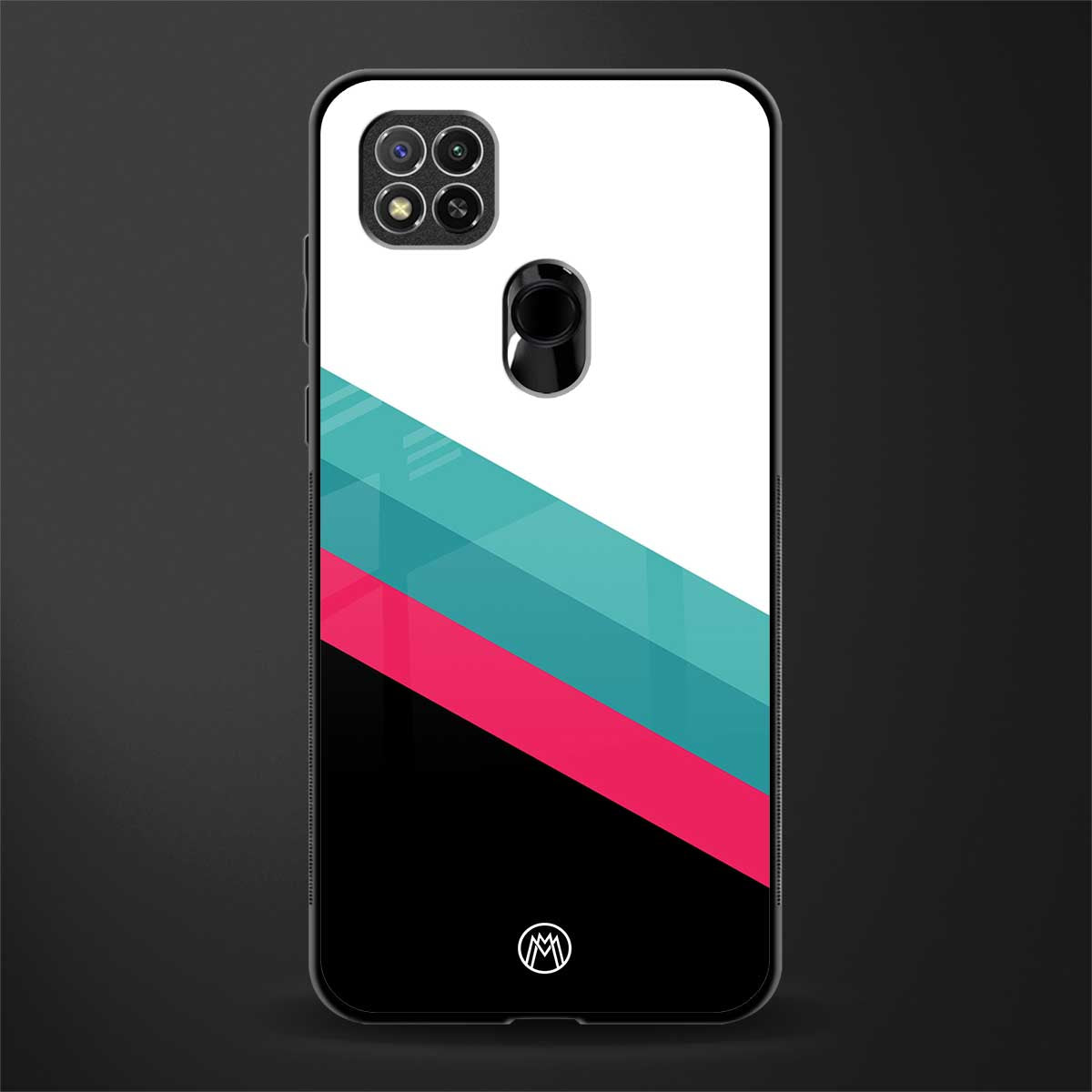 white green red pattern stripes glass case for poco c31 image