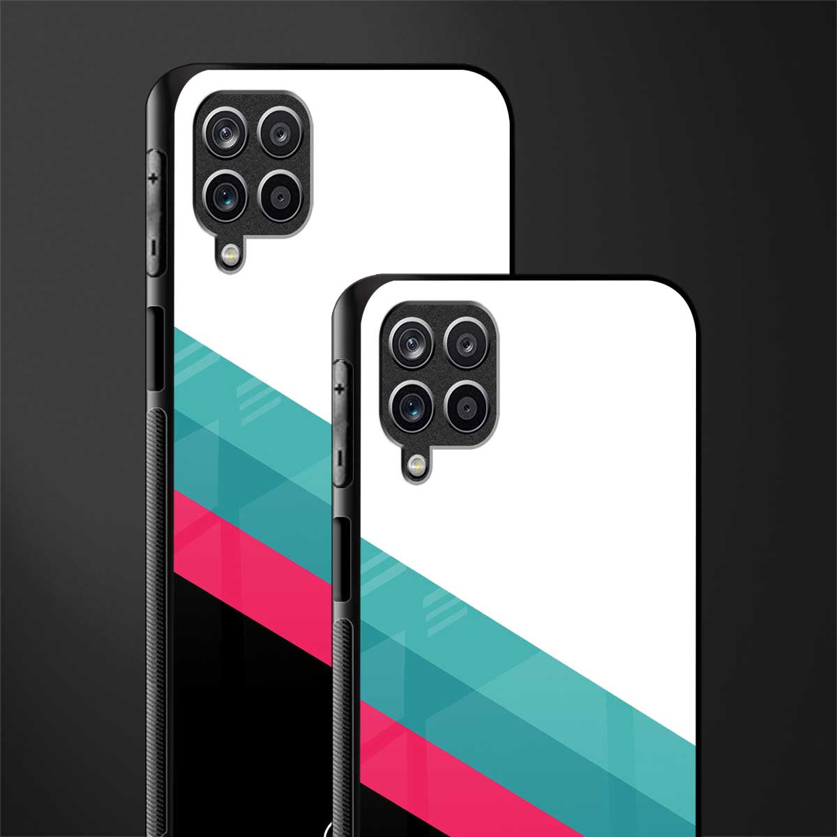 white green red pattern stripes glass case for samsung galaxy f12 image-2