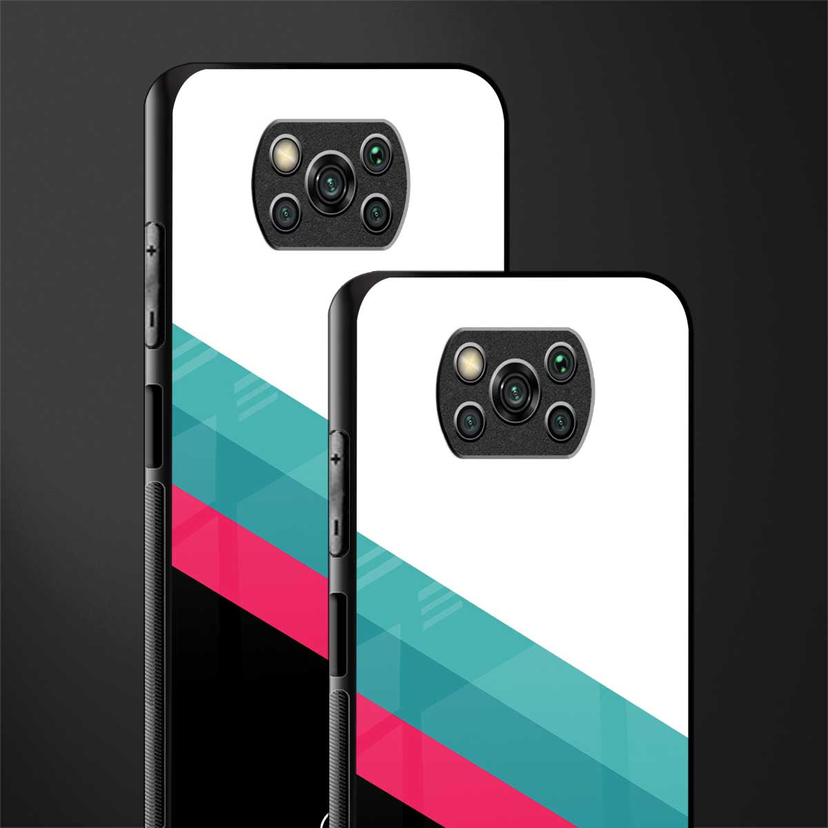 white green red pattern stripes glass case for poco x3 image-2