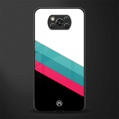 white green red pattern stripes glass case for poco x3 image
