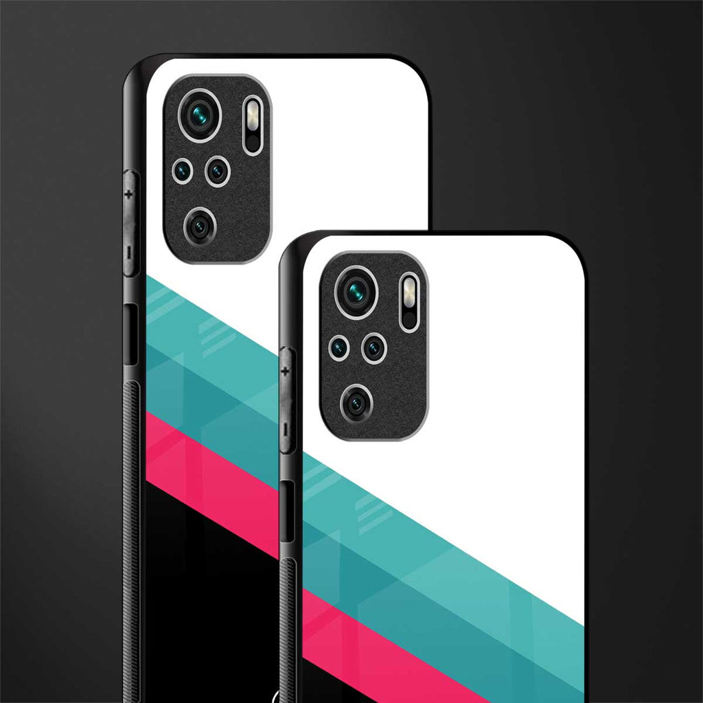 white green red pattern stripes glass case for redmi note 10s image-2