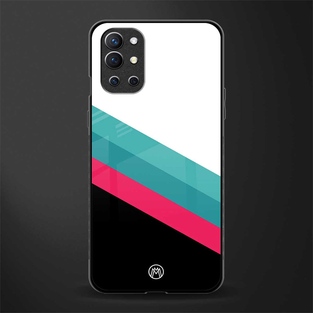 white green red pattern stripes glass case for oneplus 9r image