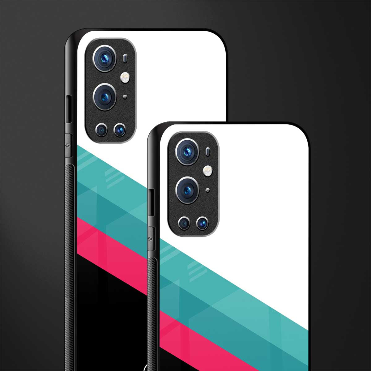 white green red pattern stripes glass case for oneplus 9 pro image-2