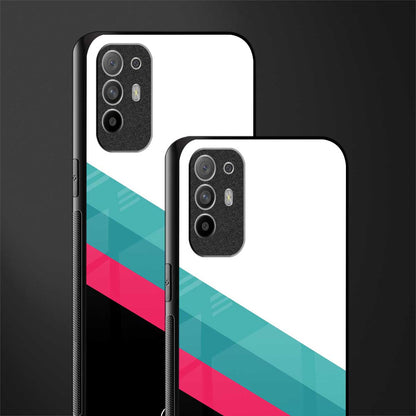 white green red pattern stripes glass case for oppo f19 pro plus image-2
