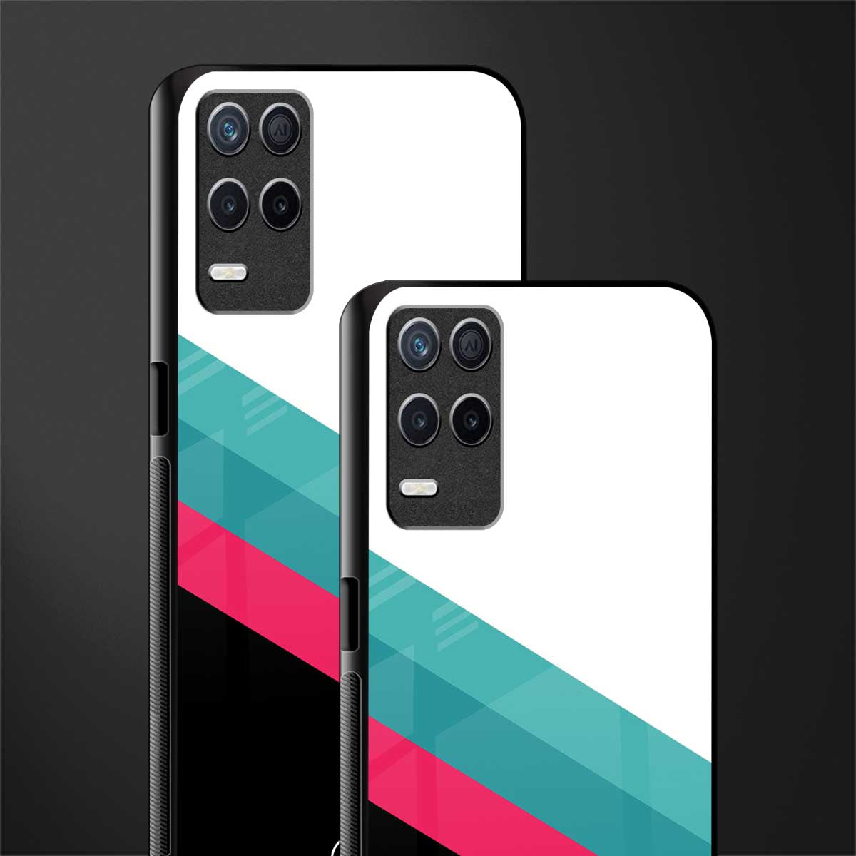 white green red pattern stripes glass case for realme 8 5g image-2