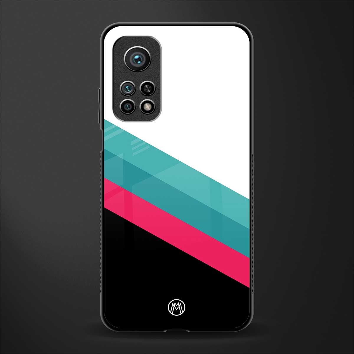 white green red pattern stripes glass case for mi 10t 5g image