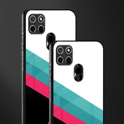 white green red pattern stripes glass case for realme c21 image-2