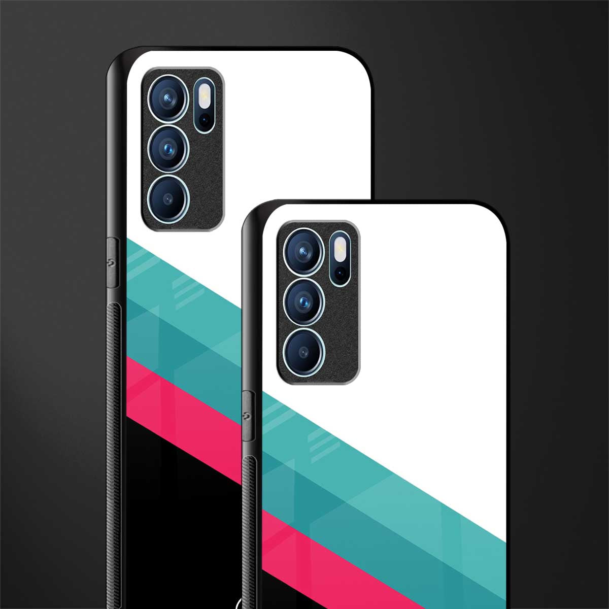 white green red pattern stripes glass case for oppo reno6 5g image-2