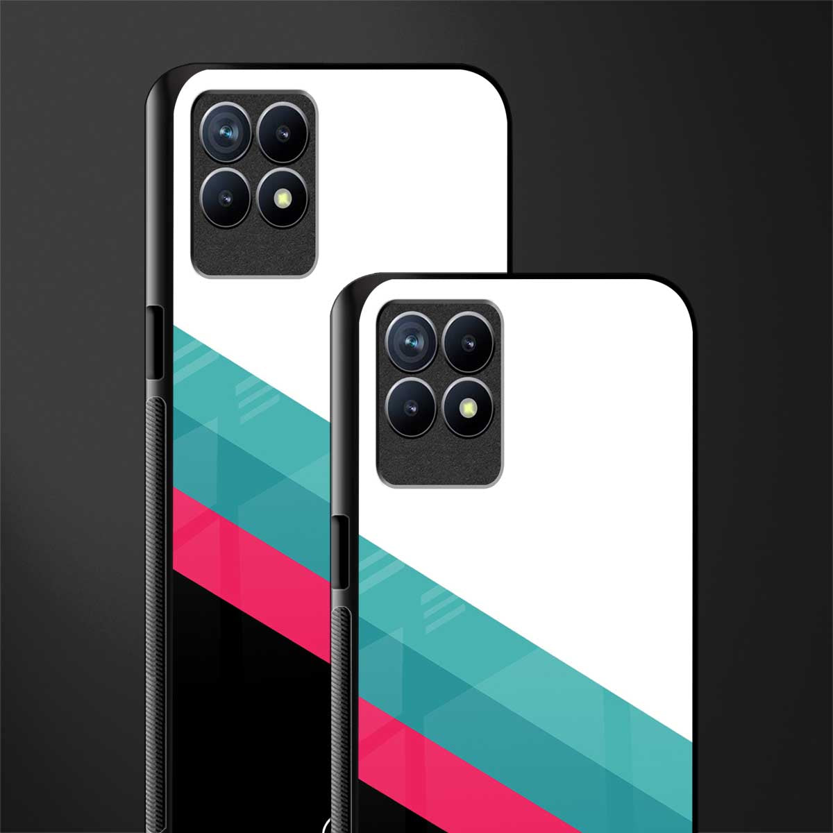 white green red pattern stripes glass case for realme 8i image-2