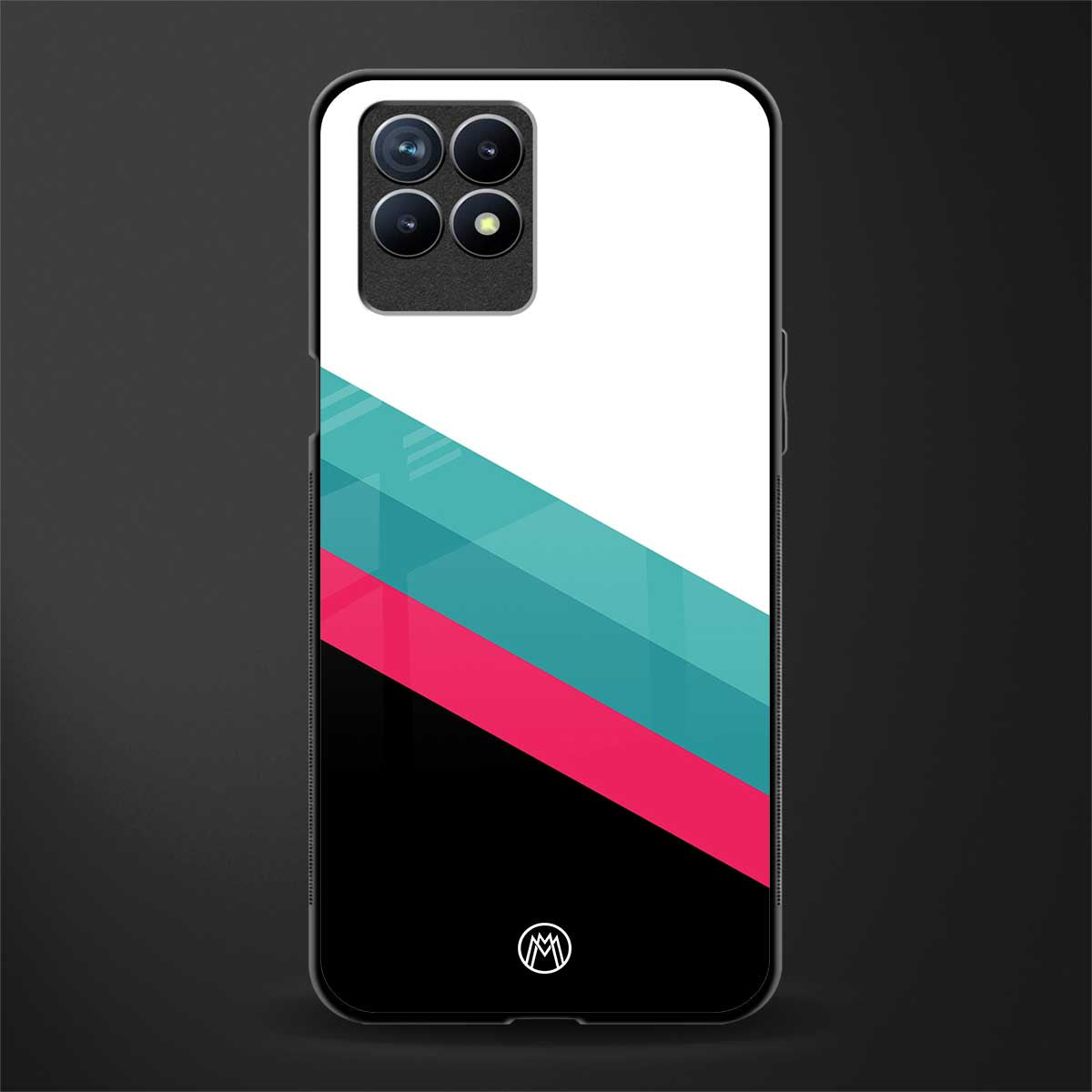 white green red pattern stripes glass case for realme 8i image