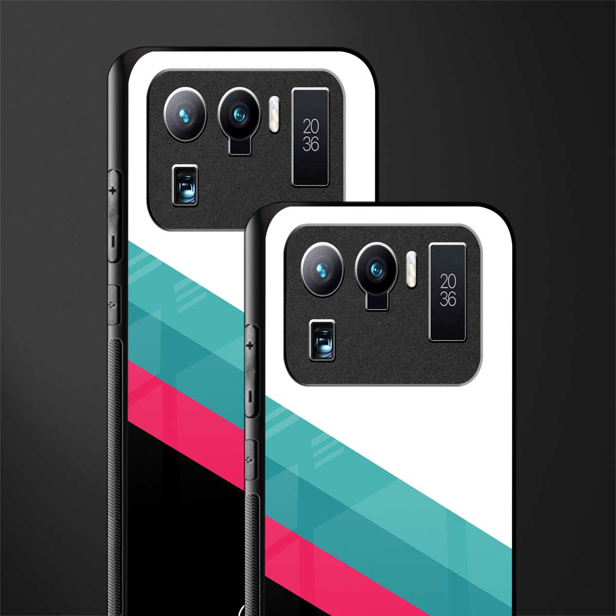 white green red pattern stripes glass case for mi 11 ultra 5g image-2