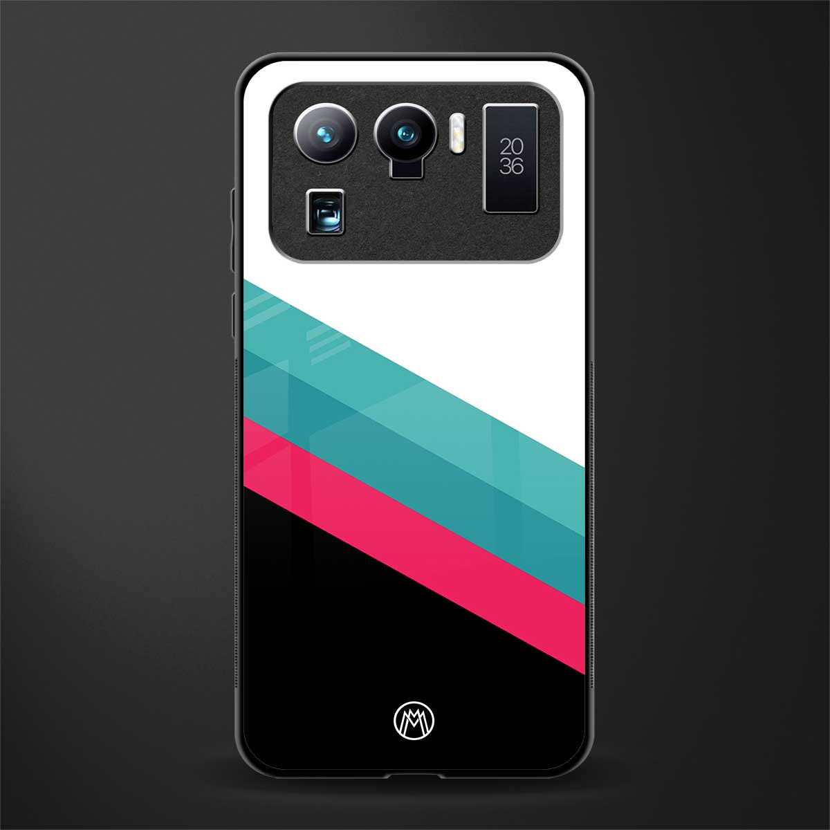 white green red pattern stripes glass case for mi 11 ultra 5g image