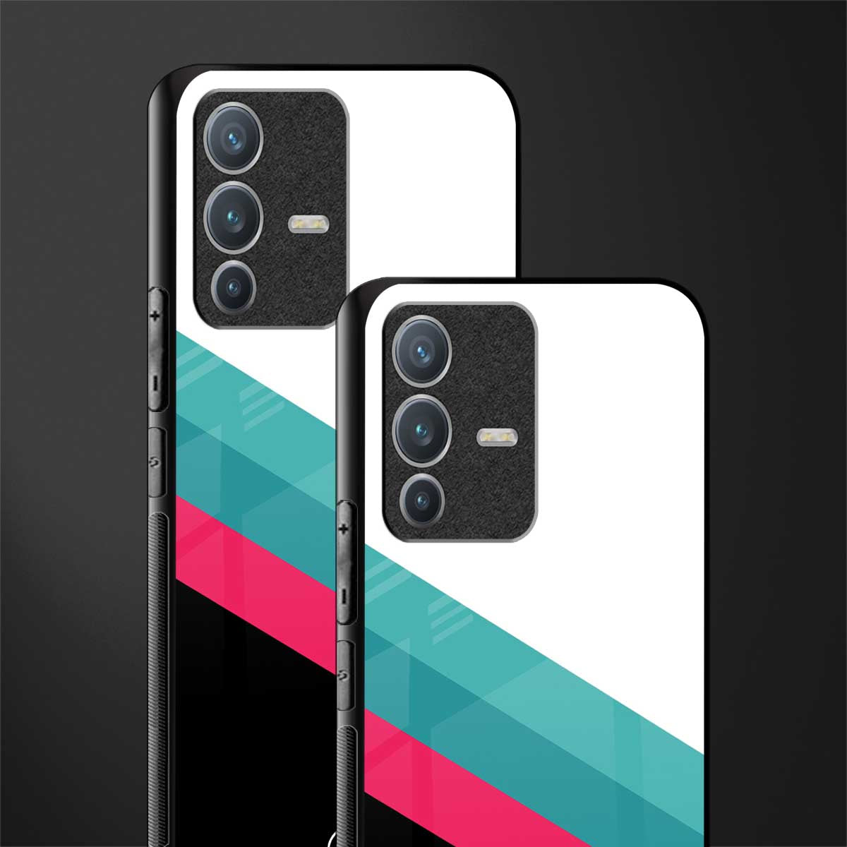 white green red pattern stripes glass case for vivo v23 pro 5g image-2