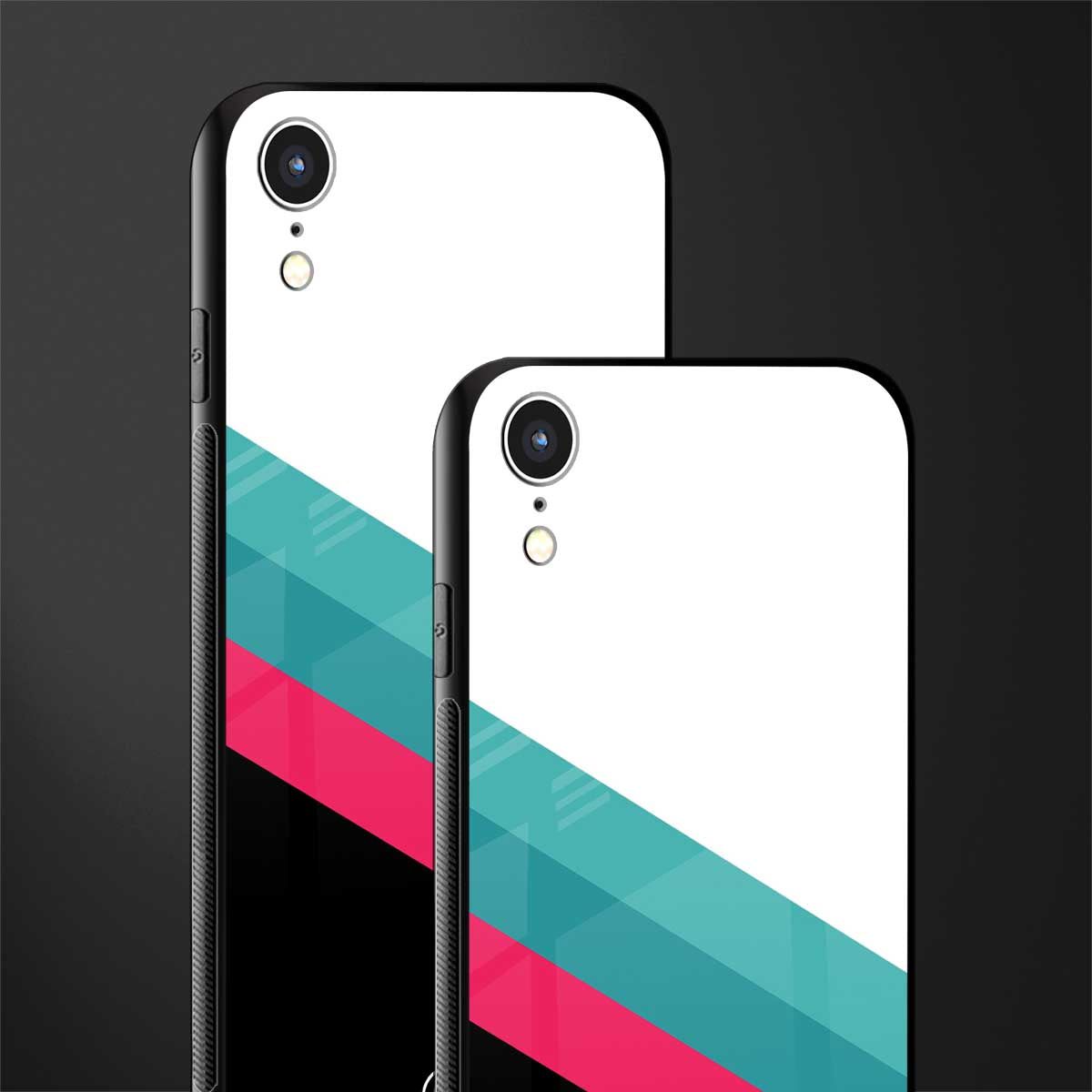 white green red pattern stripes glass case for iphone xr image-2