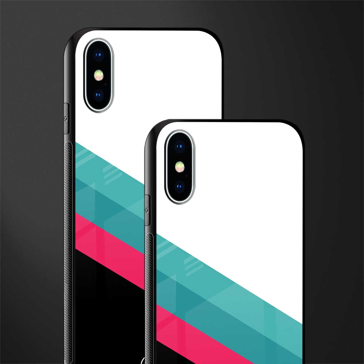 white green red pattern stripes glass case for iphone xs image-2
