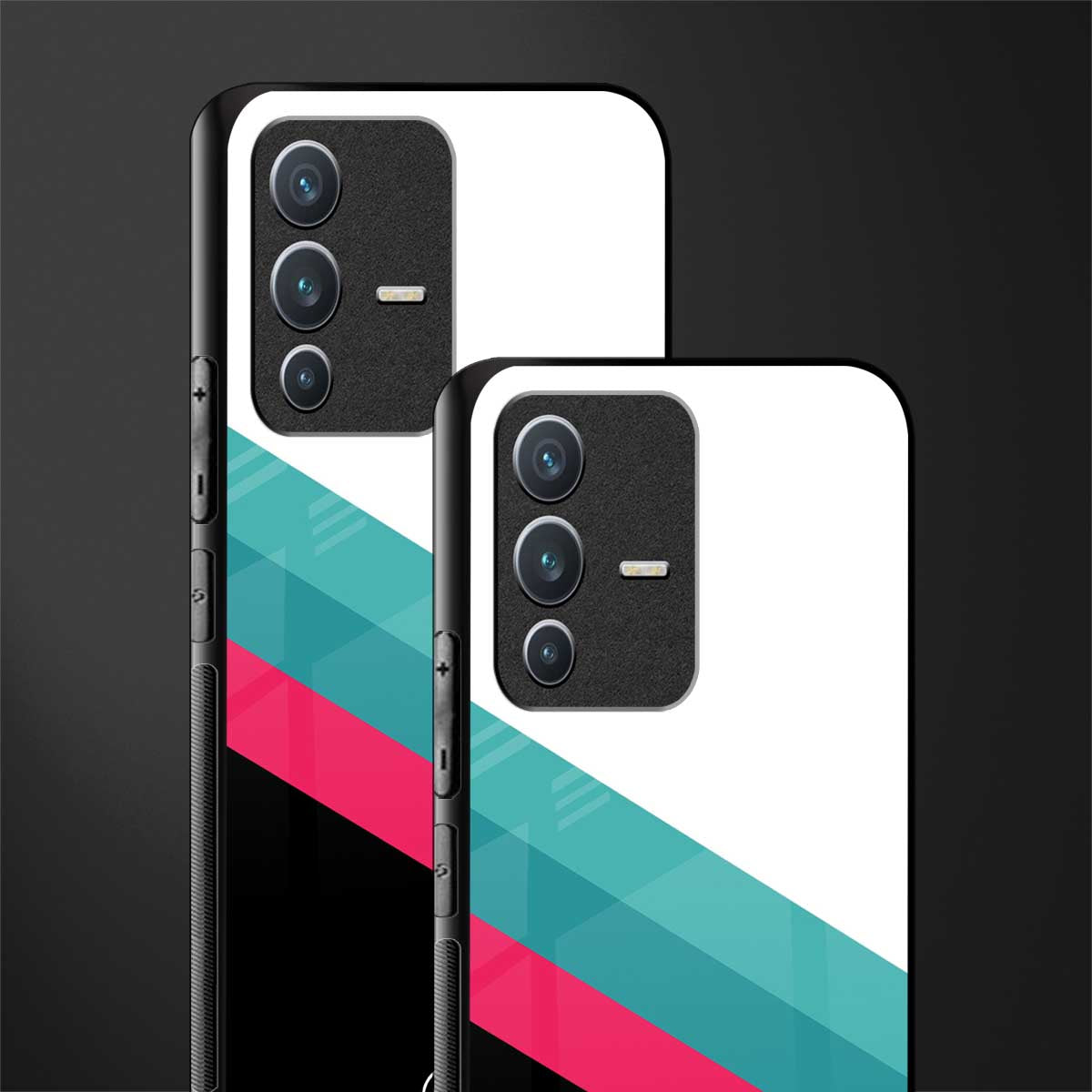 white green red pattern stripes glass case for vivo v23 5g image-2