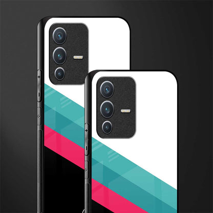 white green red pattern stripes glass case for vivo v23 5g image-2