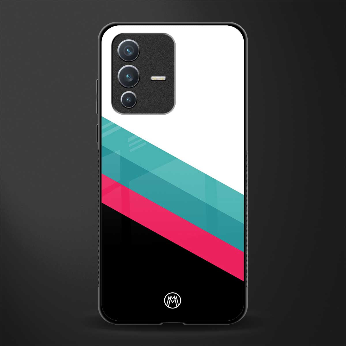 white green red pattern stripes glass case for vivo v23 5g image