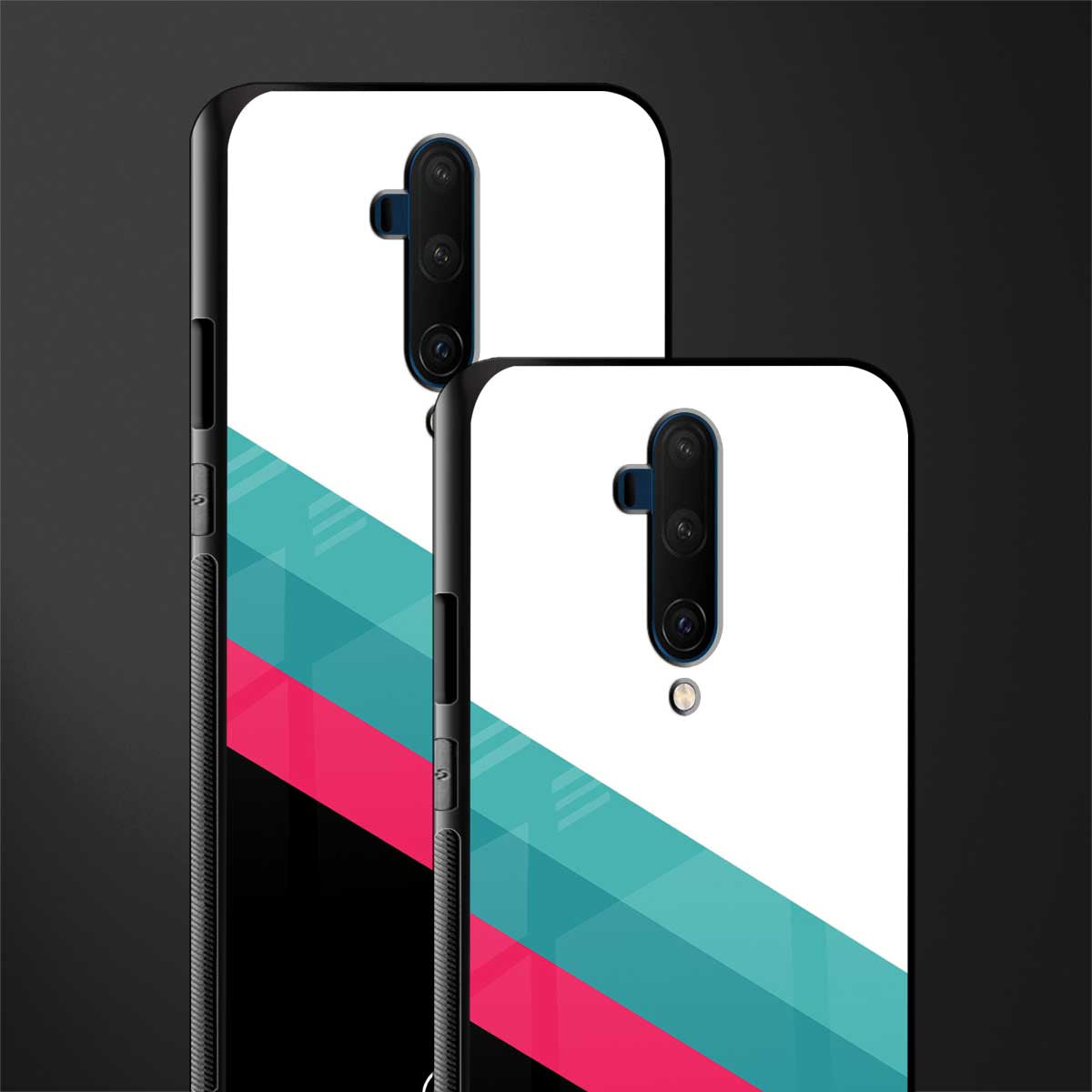 white green red pattern stripes glass case for oneplus 7t pro image-2