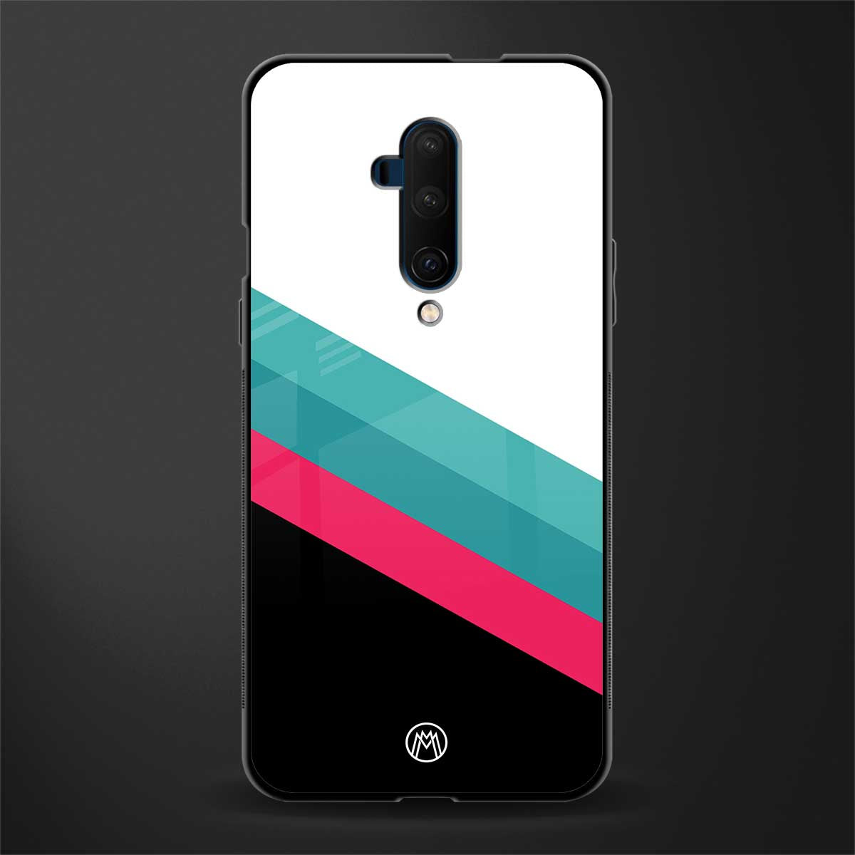 white green red pattern stripes glass case for oneplus 7t pro image