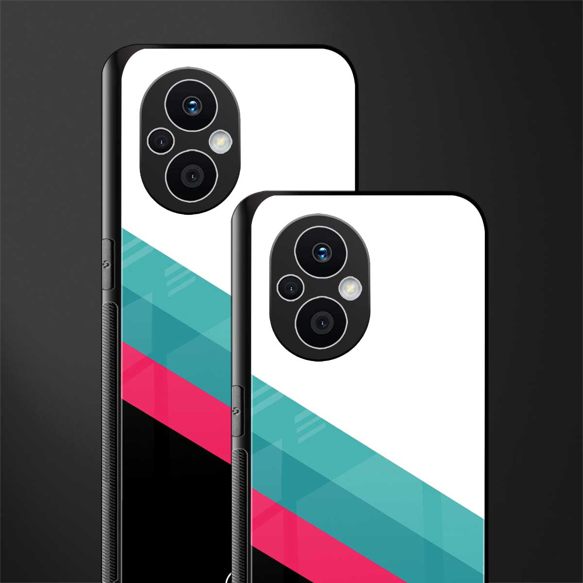 white green red pattern stripes back phone cover | glass case for oppo f21 pro 5g