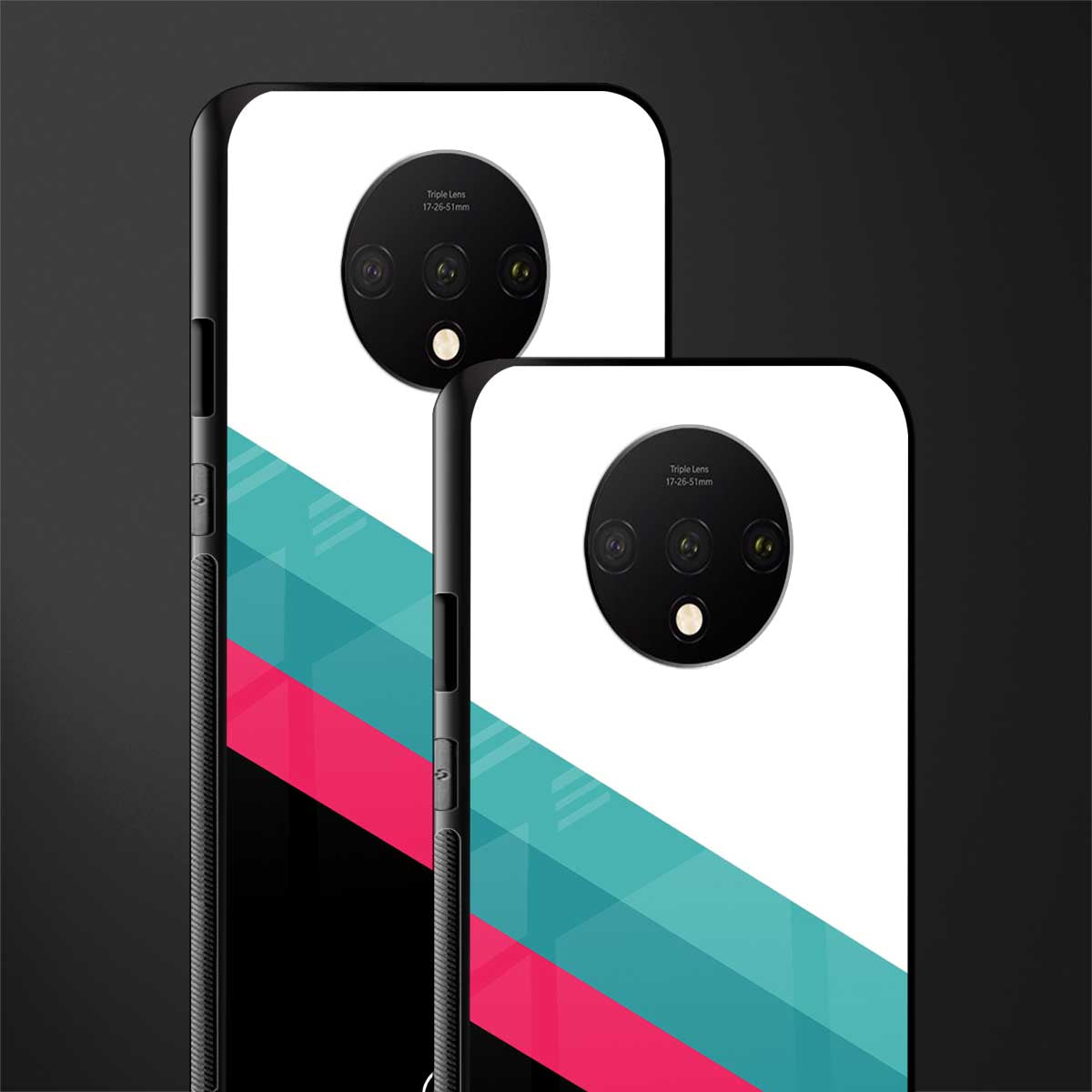 white green red pattern stripes glass case for oneplus 7t image-2