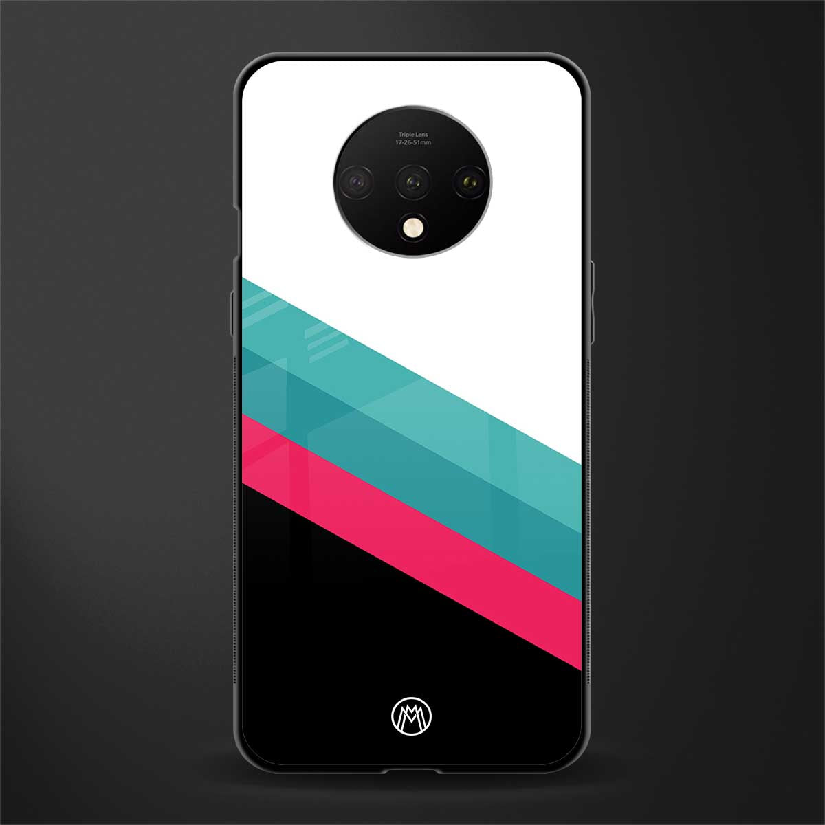 white green red pattern stripes glass case for oneplus 7t image