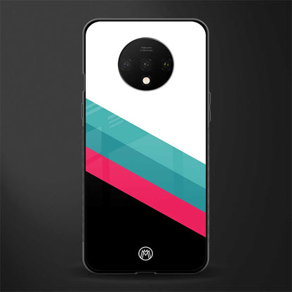 white green red pattern stripes glass case for oneplus 7t image