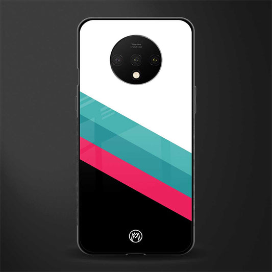 white green red pattern stripes glass case for oneplus 7t image