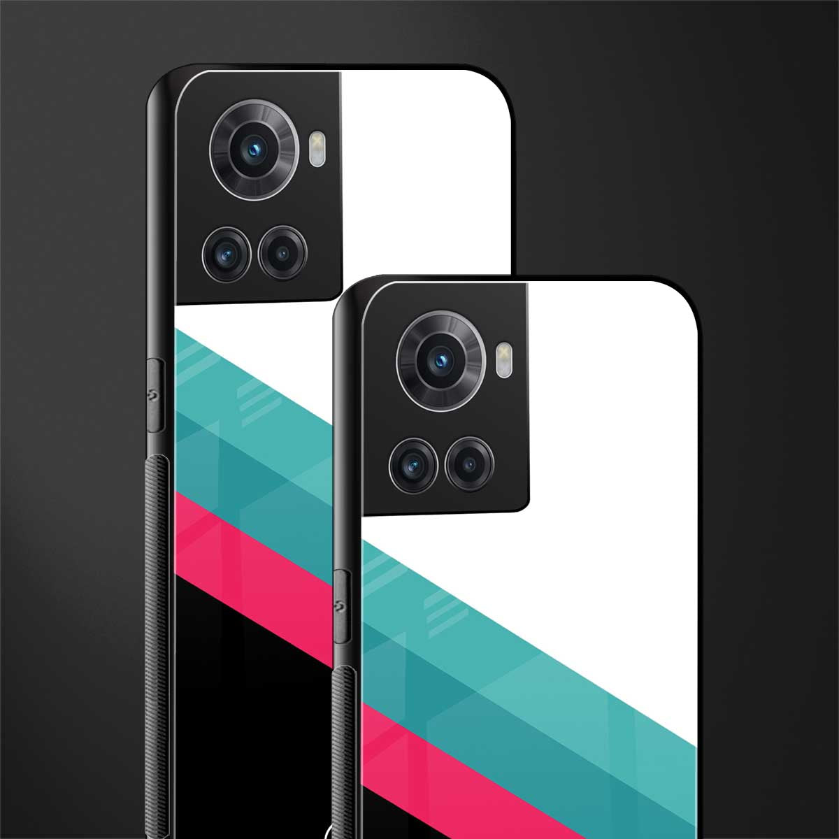 white green red pattern stripes back phone cover | glass case for oneplus 10r 5g
