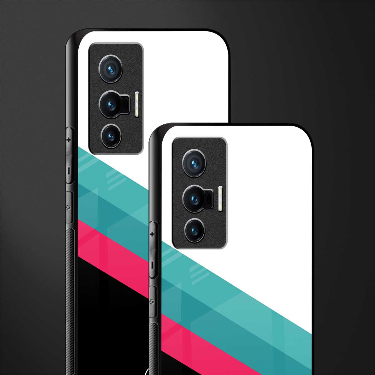 white green red pattern stripes glass case for vivo x70 image-2
