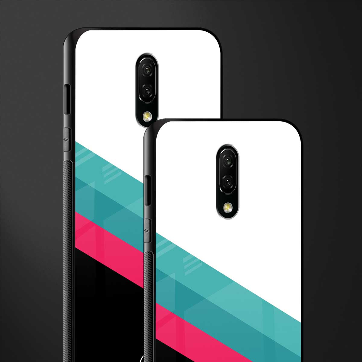 white green red pattern stripes glass case for oneplus 7 image-2