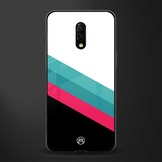 white green red pattern stripes glass case for oneplus 7 image