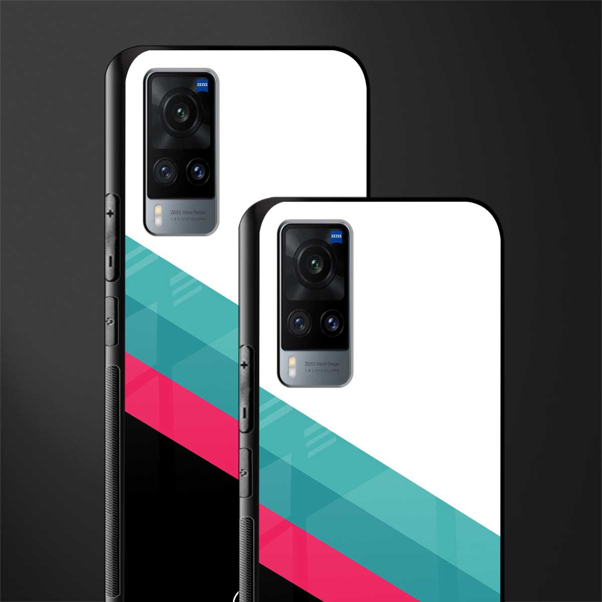 white green red pattern stripes glass case for vivo x60 image-2