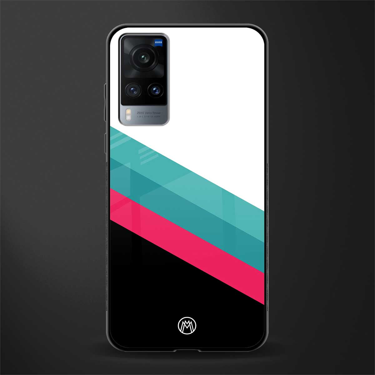 white green red pattern stripes glass case for vivo x60 image