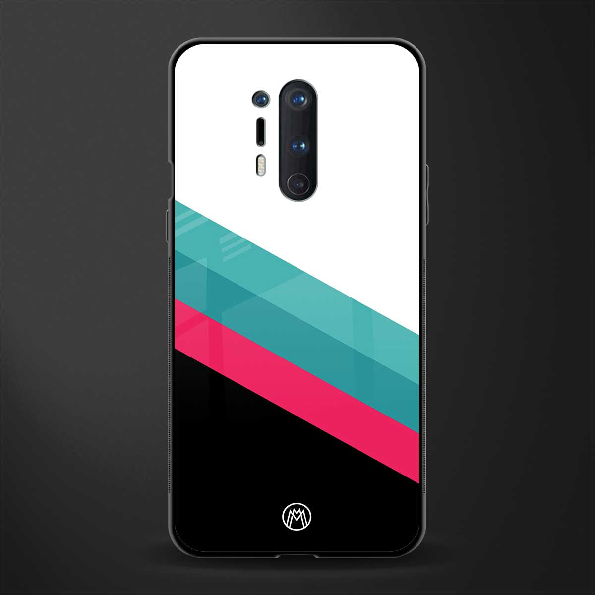 white green red pattern stripes glass case for oneplus 8 pro image