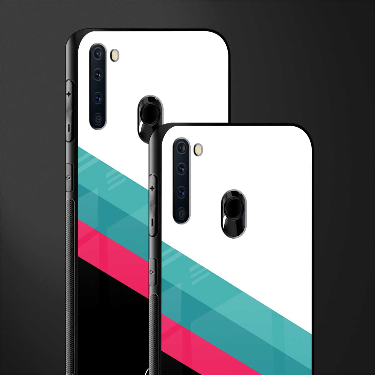 white green red pattern stripes glass case for samsung a21 image-2
