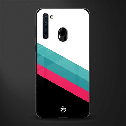 white green red pattern stripes glass case for samsung a21 image